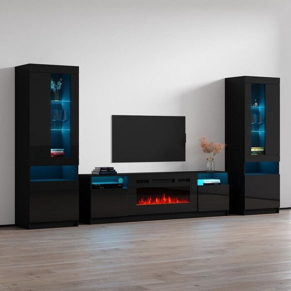 York 02 Electric Fireplace Wall Unit Entertainment Center