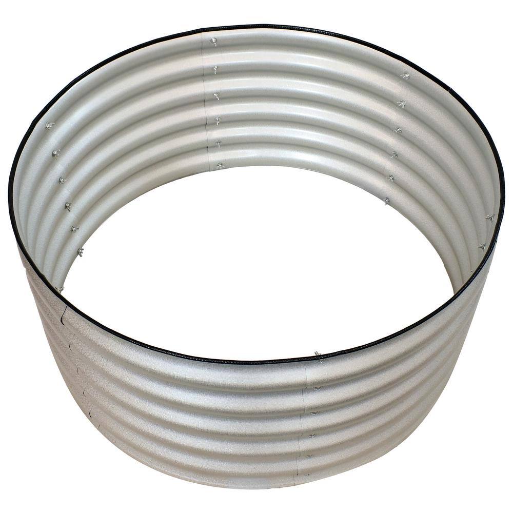 Sunnydaze Decor Sunnydaze 36 in. (91.44 cm) Round Galvalume Steel Raised Garden Bed - Silver HST-945
