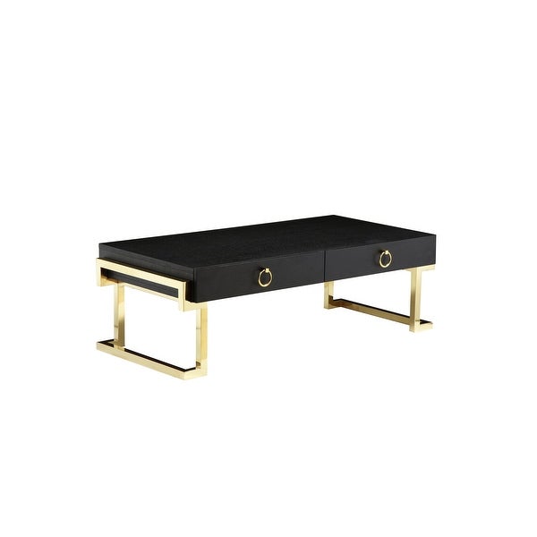 Julia Coffee Table in Black Ash Veneer and Gold.