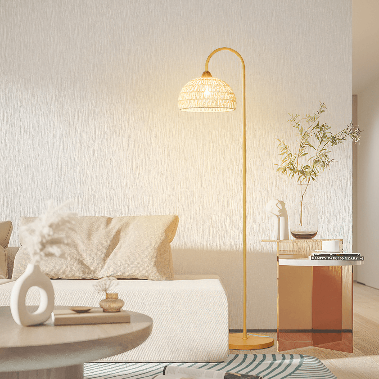 Rattan Arch Floor Lamp