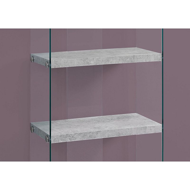 58.75 Gray and Clear Contemporary with Four Shelves Rectangular Bookcase