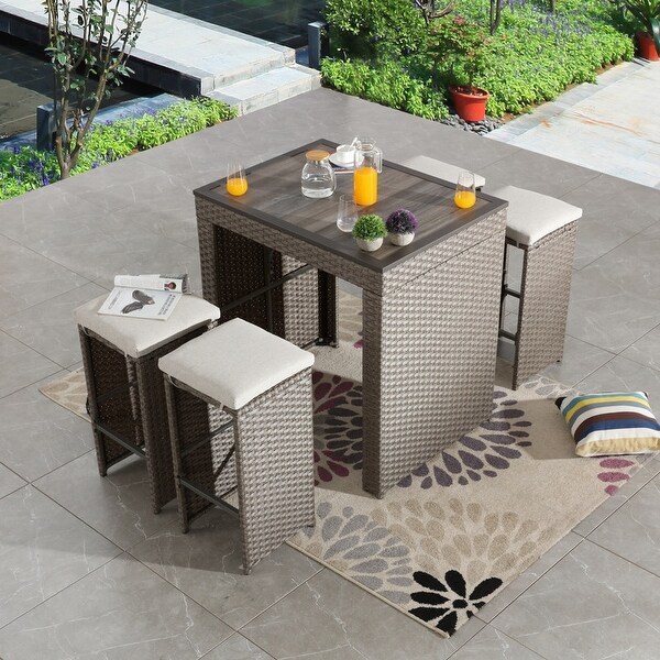 Patio Festival 5Piece Outdoor Patio Wicker/Rattan Bar Set