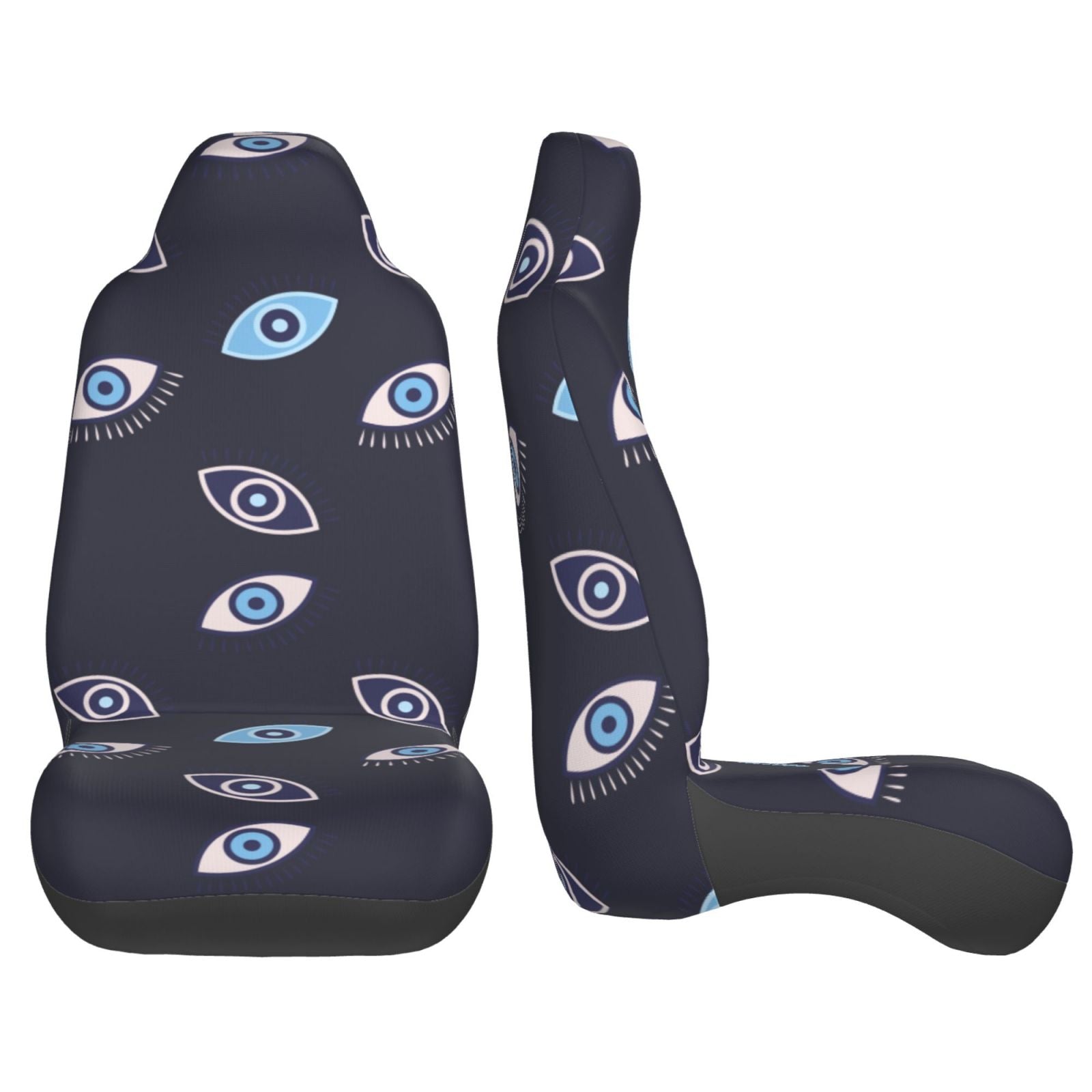 TEQUAN Front Seat Covers， Evil Eyes Pattern 2 Piece Car Seat Cover Fit Most Car SUV Truck Van