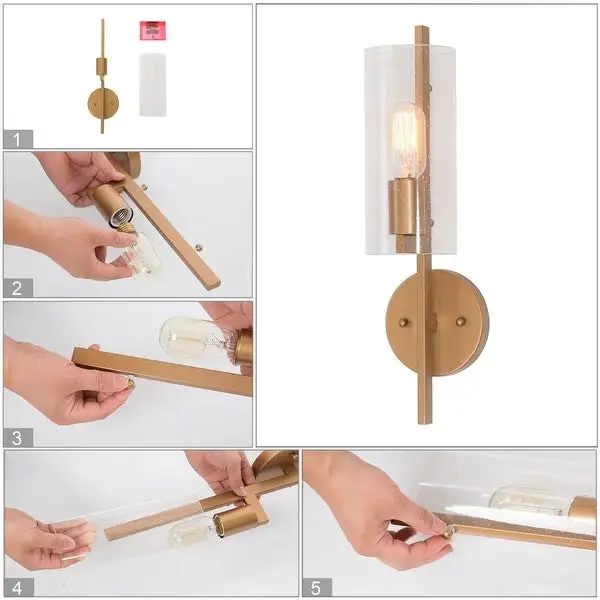 Velus Modern Contemporary Gold 1-light Long Bar Bathroom Vanity Light Glass Wall Sconce