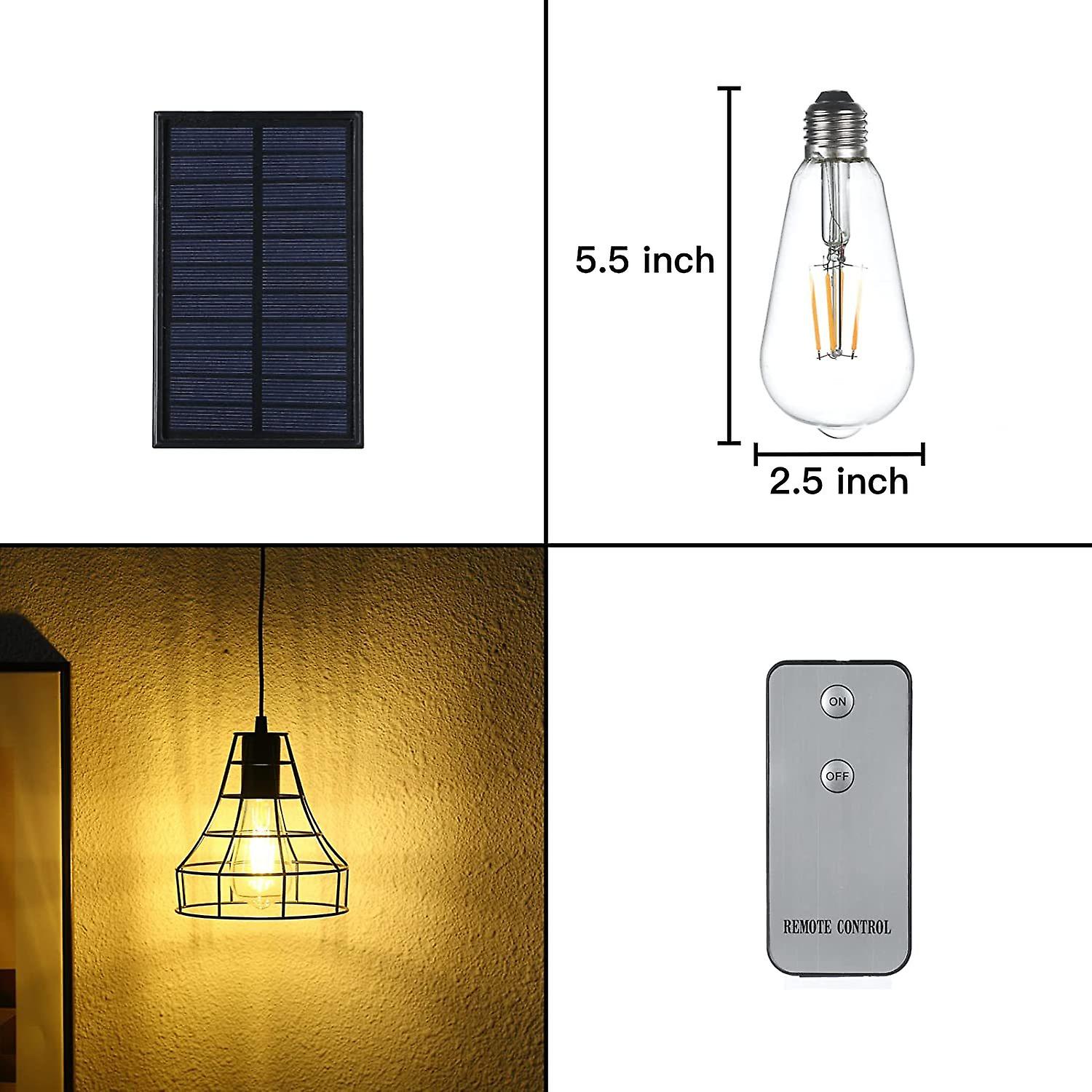 Dexusay Solar Pendant Lights Outdoor Indoor With Remote， Chicken Coop Lights Solar Powered Shed Light With On Off Switch，solar Indoor Lights For House