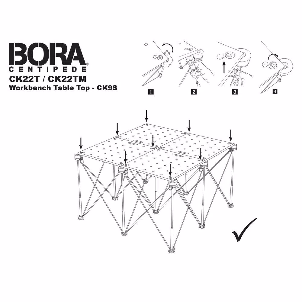 BORA Centipede 24 in. x 48 in. Workbench Top for Sawhorse with 3/4 in. Dog Holes and#8211; XDC Depot