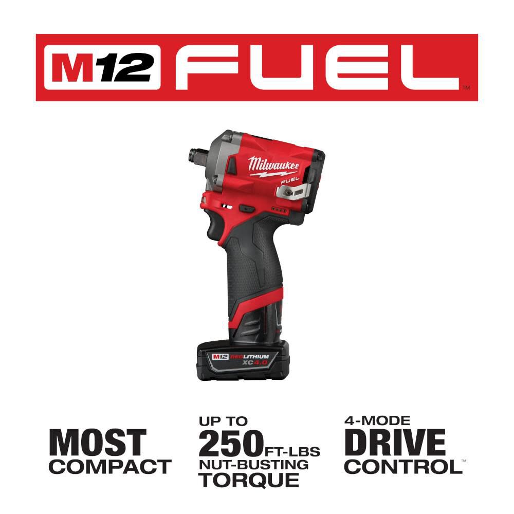 Milwaukee M12 FUEL Stubby 1/2 in. Impact Wrench Kit 2555-22 from Milwaukee