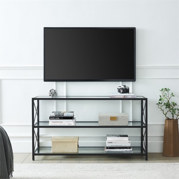 Modern X sided Black And Bronze Metal Tv Stand Henn amp hart