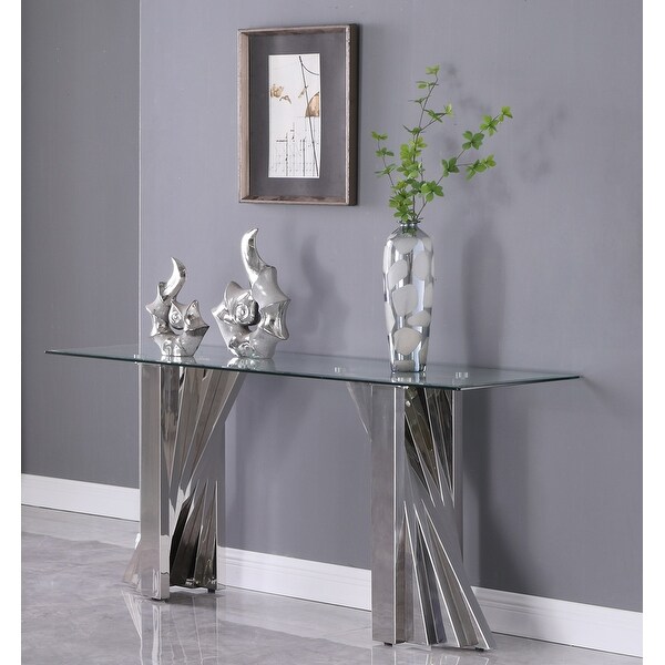 Best Quality Furniture Modern Glass End Table w/ Spiral Base - Console Table