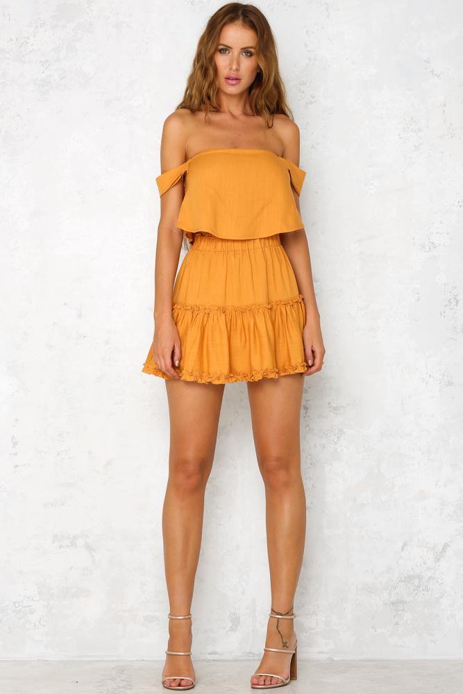 Lola Lips Skirt Mustard