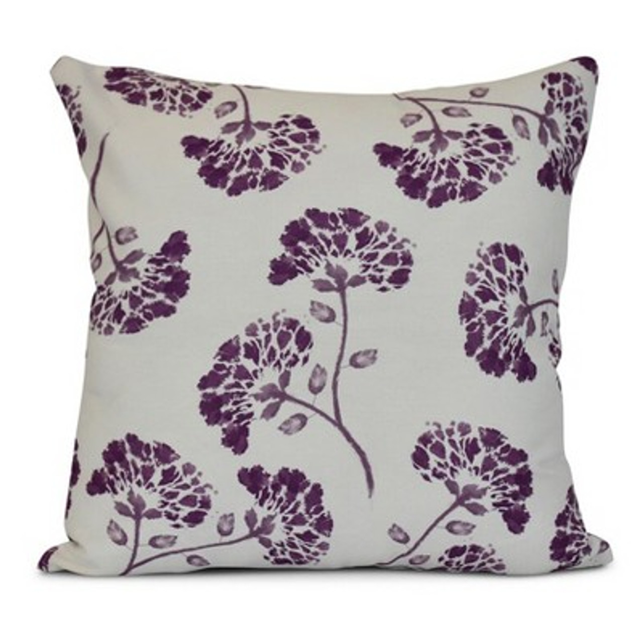 16x16 Floral Print Square Throw Pillow Purple - e by design