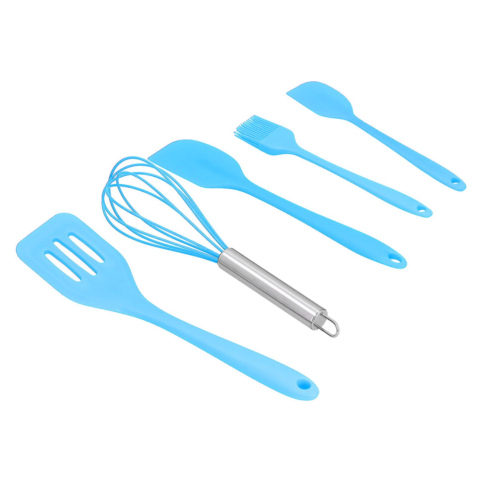 5pcs/set Silicone Spatula Diy Kitchen Utensil Baking Tool Cake Decoration For Home Bakeryblue