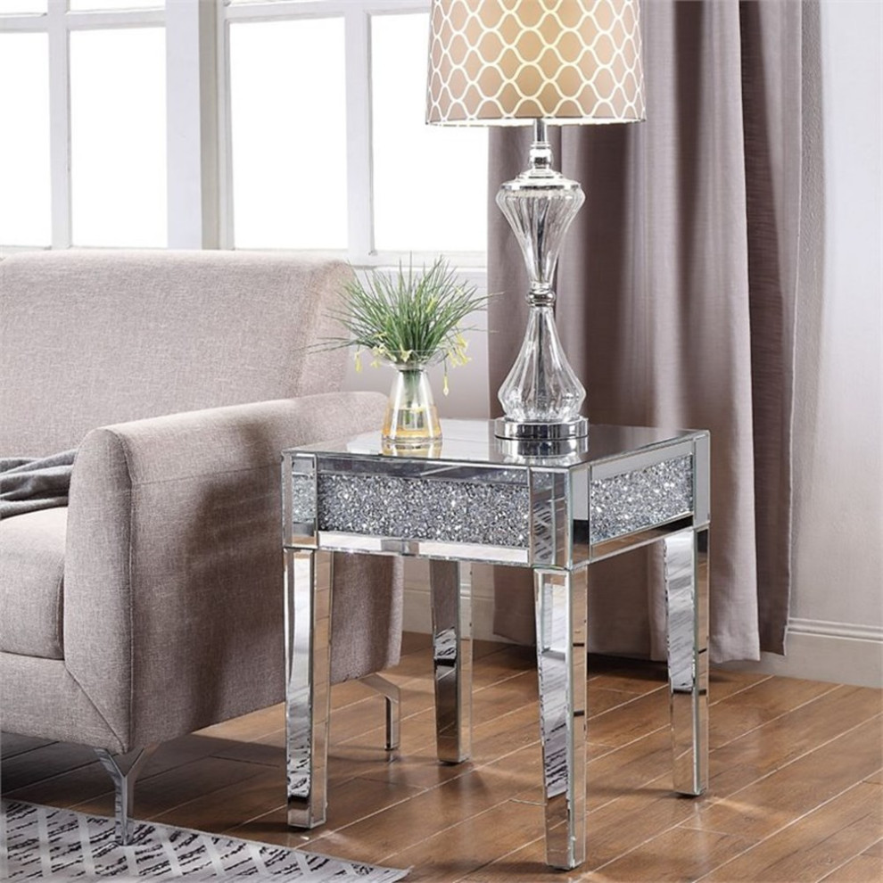 Home Square 2 Piece Set with Mirrored Coffee Table and End Table   Contemporary   Coffee Table Sets   by Homesquare  Houzz