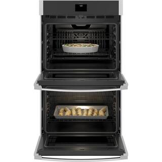 GE 30 in. Smart Double Electric Wall Oven with Convection (Upper Oven) Self-Cleaning in Stainless Steel JTD5000SNSS