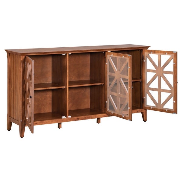 Wood Accent Cabinet Modern Console Table Sideboard With 3 Doors