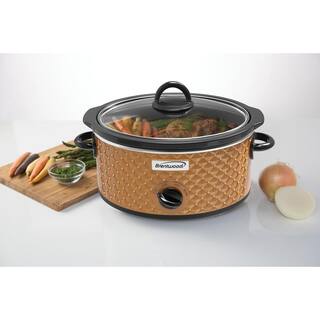 Brentwood Appliances Diamond 3.5 qt. Copper Slow Cooker with Tempered Glass Lid 985114778M