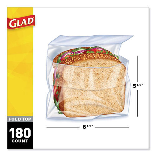 Clorox Glad Food Storage Bags | Sandwich Fold Top， 6.50