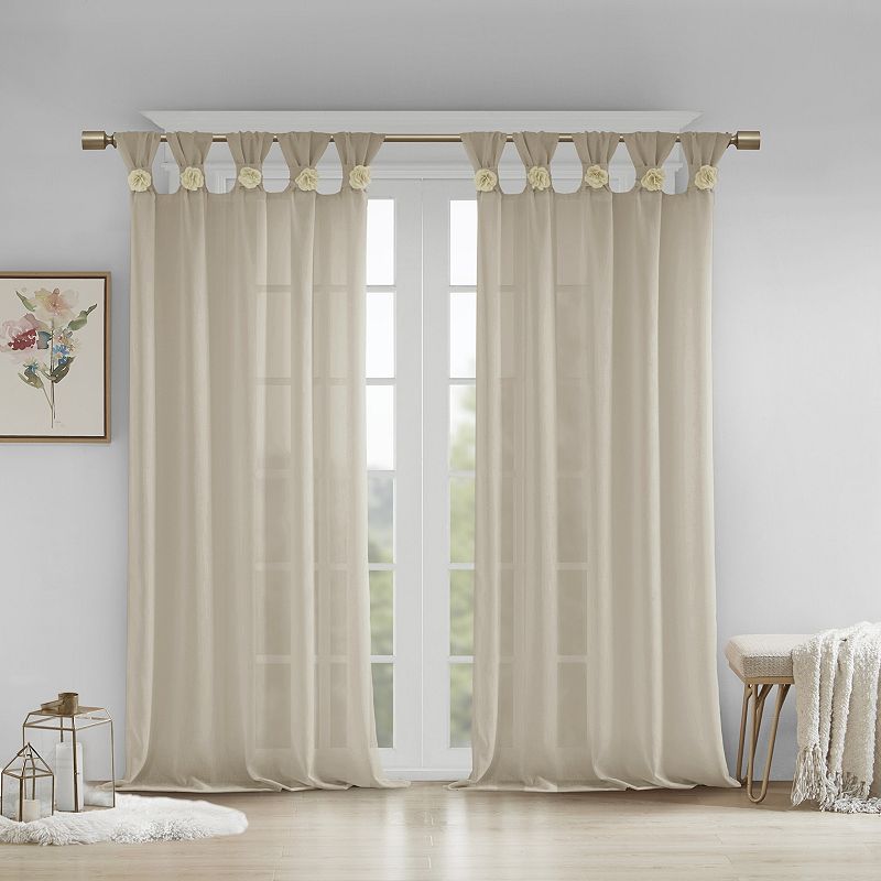 Madison Park Embellished Floral Sheer 1 Window Curtain Panel