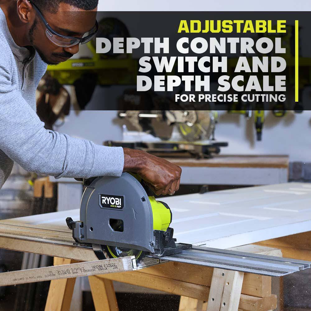 RYOBI ONE+ HP 18V Brushless Cordless 6-12 in. Track Saw Kit with 4.0 Ah HIGH PERFORMANCE Battery and Charger PTS01K