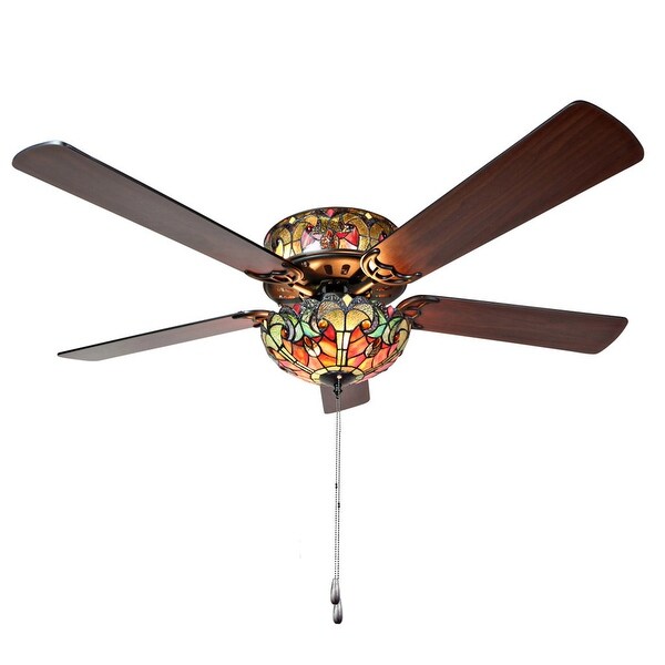  Style Stained Glass Halston Ceiling Fan - Spice - 52