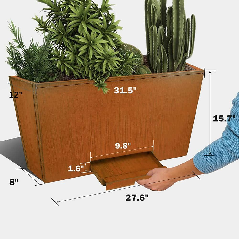 Worth Garden 32 in. L x 12 in. W x 16 in. H Rusted Steel Trapezoid Planter Box G885A03