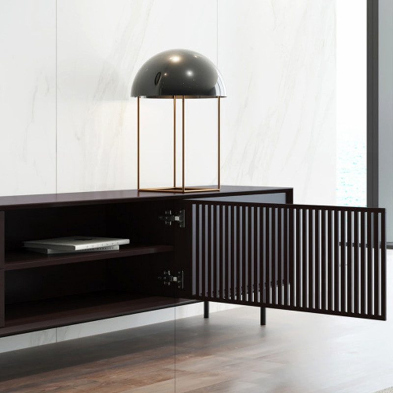 Black Wood TV Stand With Tall cast Metal Legs   Midcentury   Entertainment Centers And Tv Stands   by Miron Demid LLC  Houzz