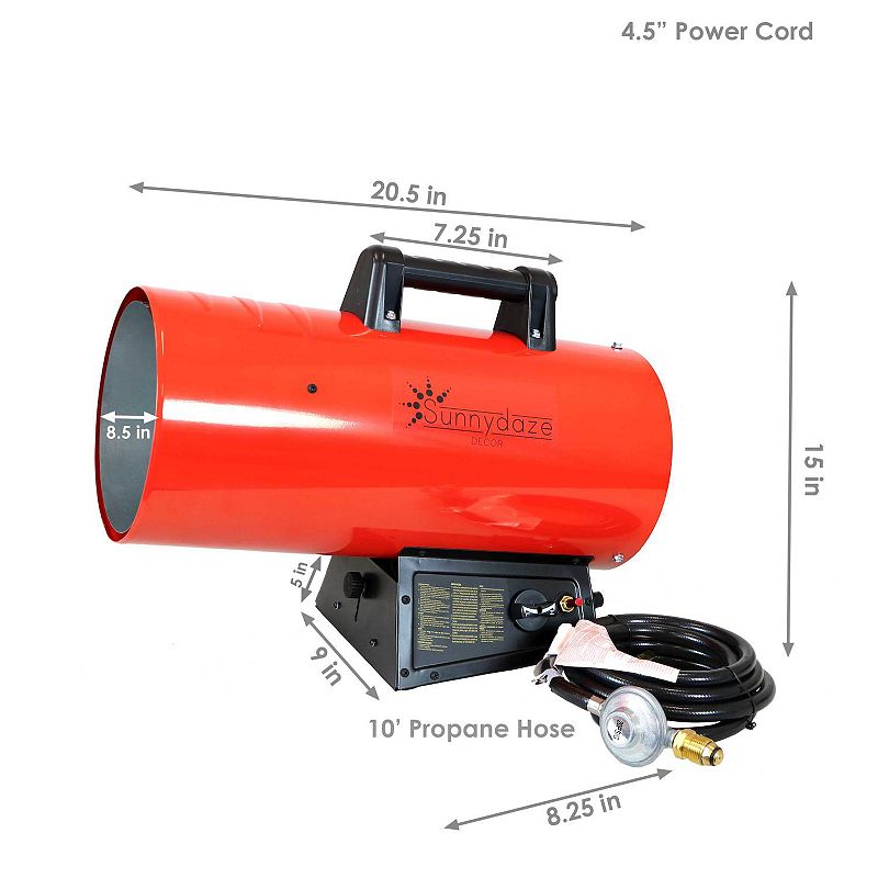 Sunnydaze 125，000 BTU Steel Forced Air Propane Heater with Auto Shut Off