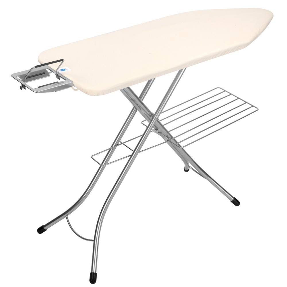 Brabantia Ironing Board C with Steam Iron Rest Linen Rack Ecru Cream Cover and Silver Frame 321924