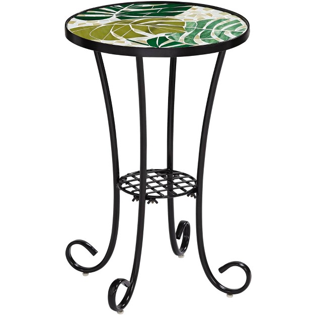 Wide Green Leaf Mosaic Tabletop For Front Porch Patio Home House