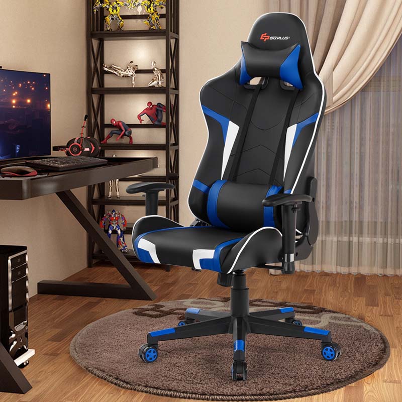 Ergonomic Swivel Massage Gaming Chair Recliner, E-Sport Gamer Racing Chair, Computer Office Chair with Headrest & Lumbar Support