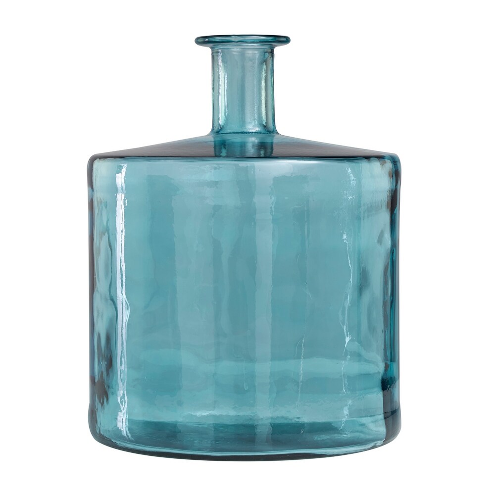 Teal Recycled Glass Spanish Bottleneck Vase