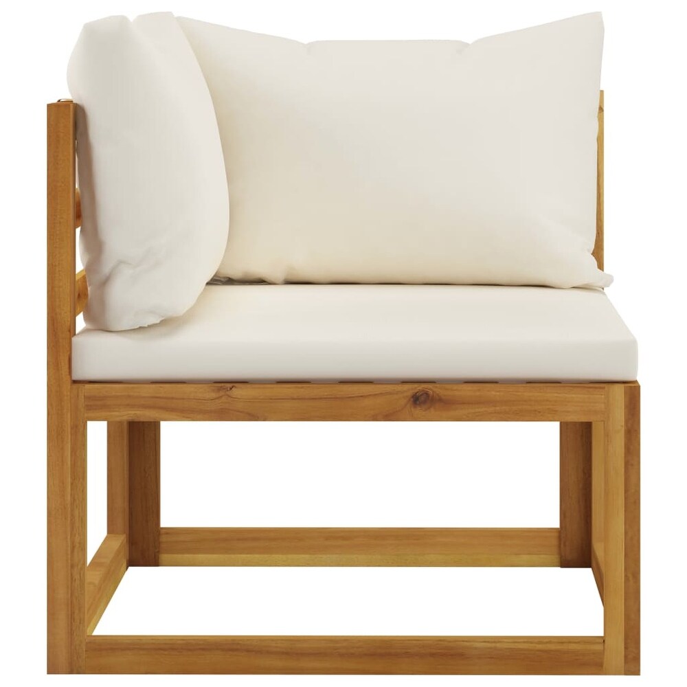 vidaXL 5 Piece Patio Lounge Set with Cushion Cream Solid Acacia Wood   27.6\