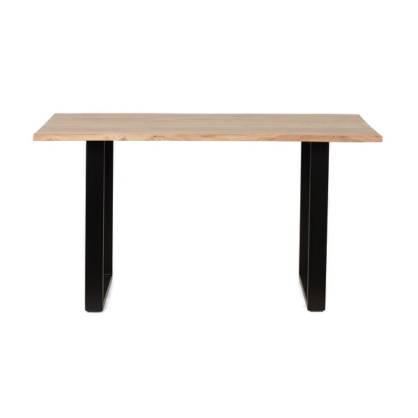 Outdoor Dining Table，Black + Natural，31D x 55W x 30H in