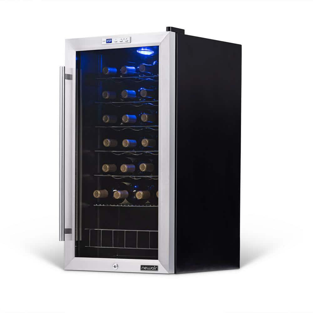 NewAir Single Zone 27Bottle Freestanding Wine Cooler Fridge with Exterior Digital Thermostat and Chrome Racks Stainless Steel