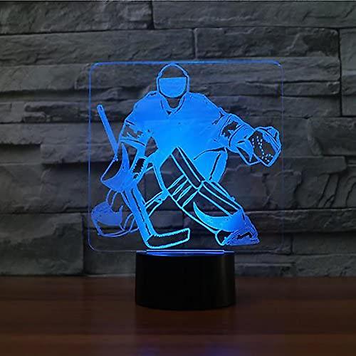 3d Ice Hockey Goalie Night Light Touch Table Desk Optical Illusion Lamps 7 Color Changing Lights Home Xmas Birthday Gift