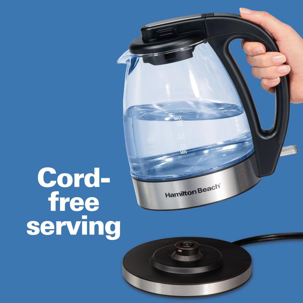 Hamilton Beach 4-Cups Glass Cord Free Electric Kettle 40930