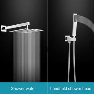 FORCLOVER 2-Spray Patterns with 2.5 GPM 16 in. Wall Mount Dual Shower Heads Square High Pressure Spot in Chrome (Valve Included) FRIMFYTS2CH