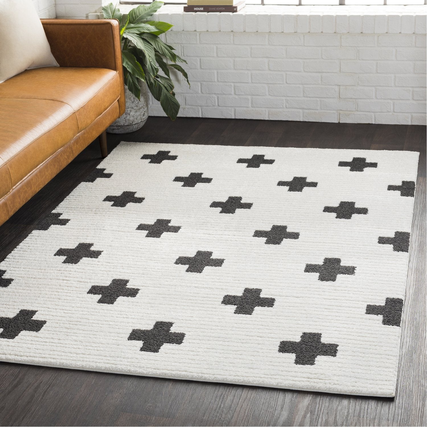 Moroccan Shag Rug in White & Black