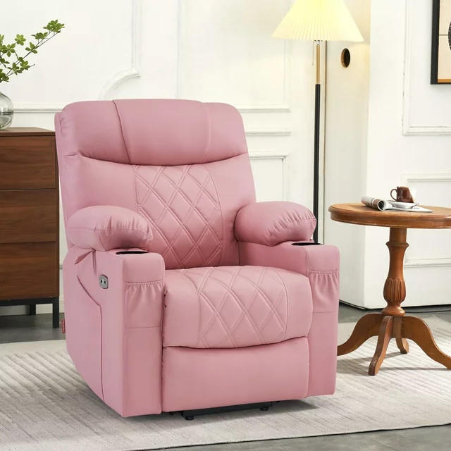 Lift Recliner  Faux Leather Seat With Heating  ampMassage Function   Modern   Recliner Chairs   by Declusia  Houzz