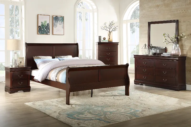 Louis Cherry Twin Sleigh Bed