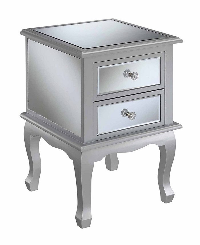 Convenience Concepts Gold Coast Victoria Mirrored 2 Drawer End Table