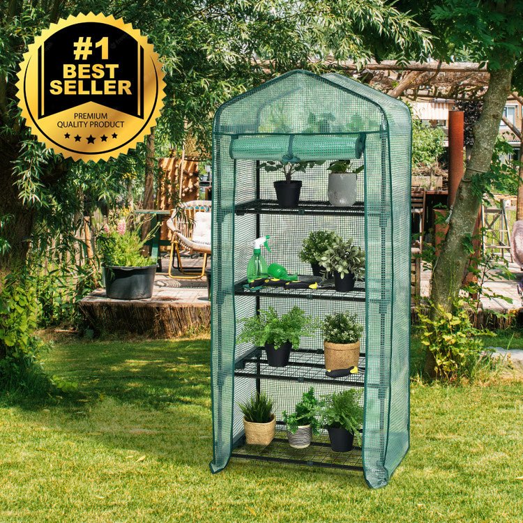 Heavy-Duty 4-Tier Portable Mini Greenhouse With Weatherproof Cover