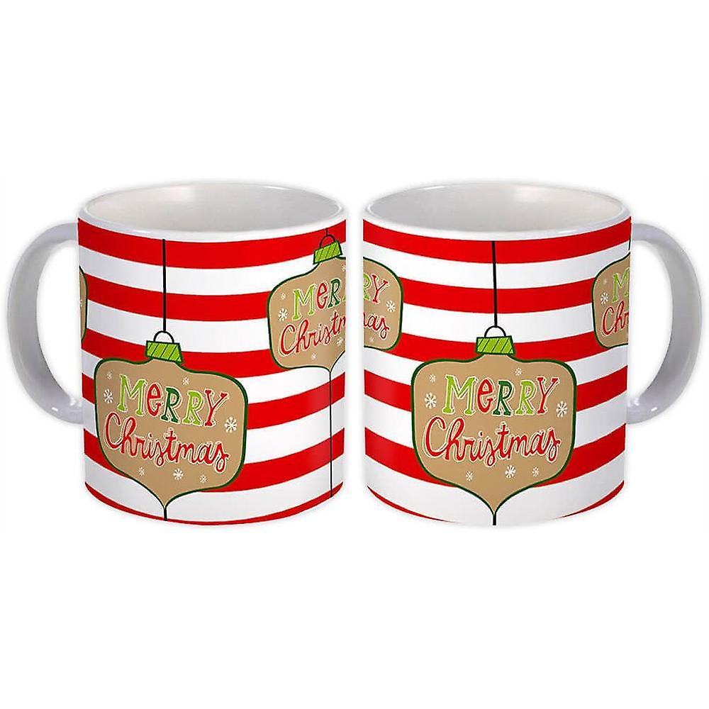 Gift Mug: Merry Christmas Bauble Stripes