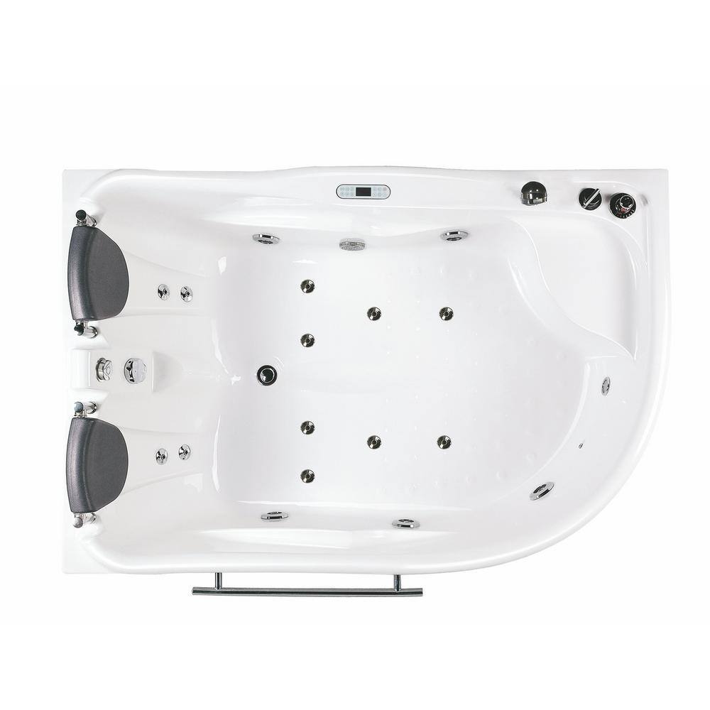 EAGO 71 in. Acrylic Left Drain Corner Apron Front Whirlpool Bathtub in White AM124ETL-R