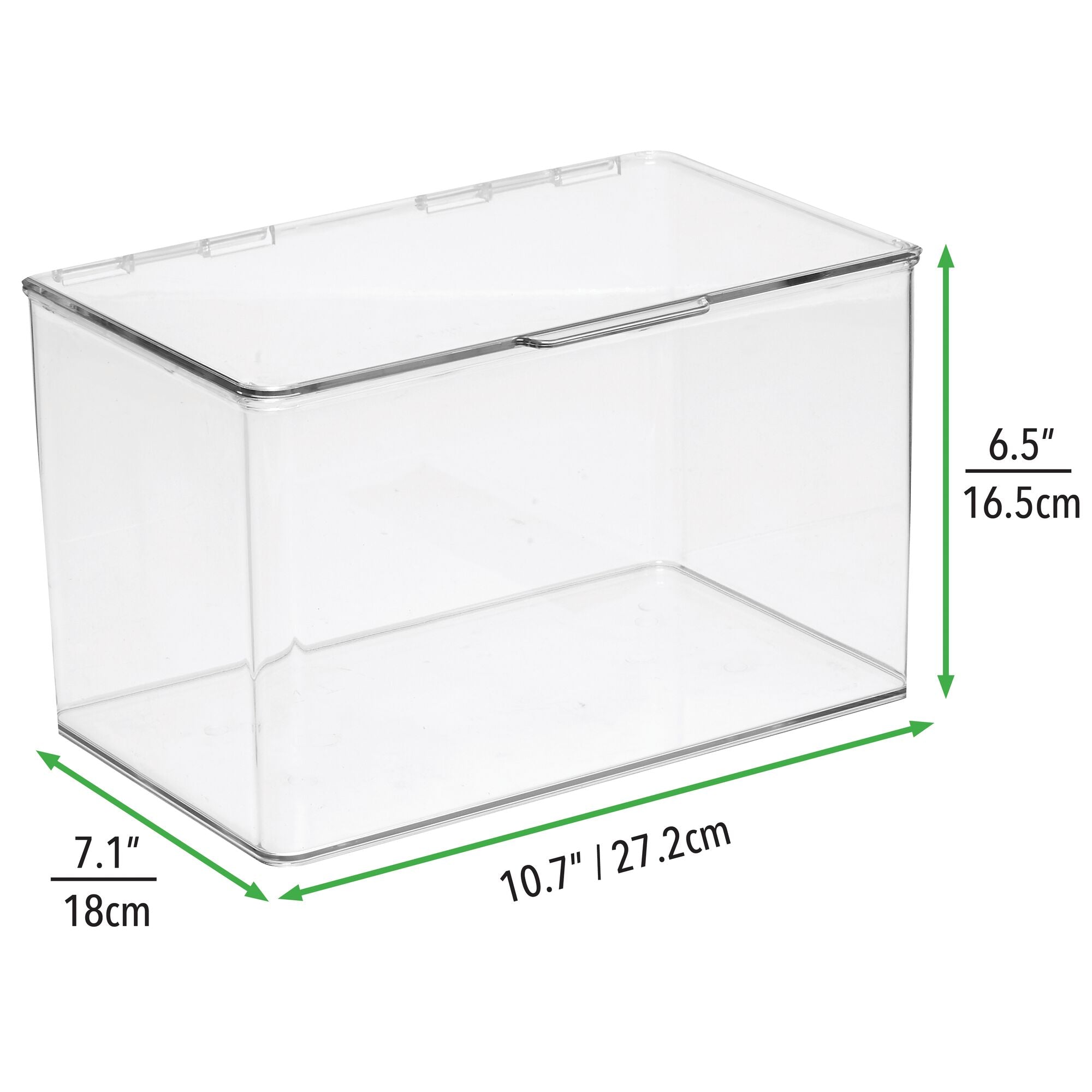 mDesign Plastic Stackable Kitchen Pantry Cabinet/Refrigerator Food Storage Container Box, Attached Lid - Organizer Bin for Coffee, Tea, Packets, Snack Bars - Pack of 4, Includes 32 Labels - Clear