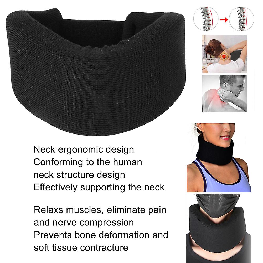 Black Sponge Neck Brace Protection Cervical Collar Support Pain Relief For Outdoor Fitness(s)