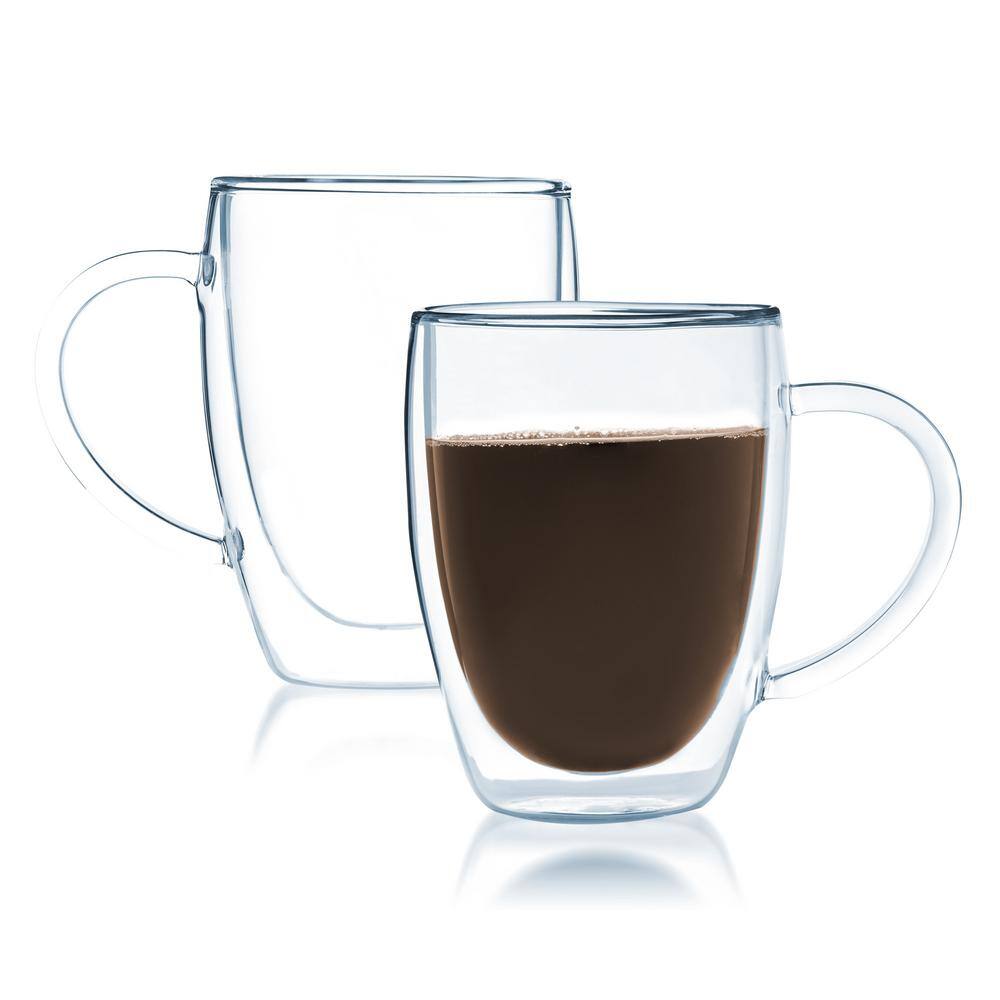 JavaFly Bistro 12 oz. Double Wall Glass with Handle Dishwasher Safe CE1002337-B020002