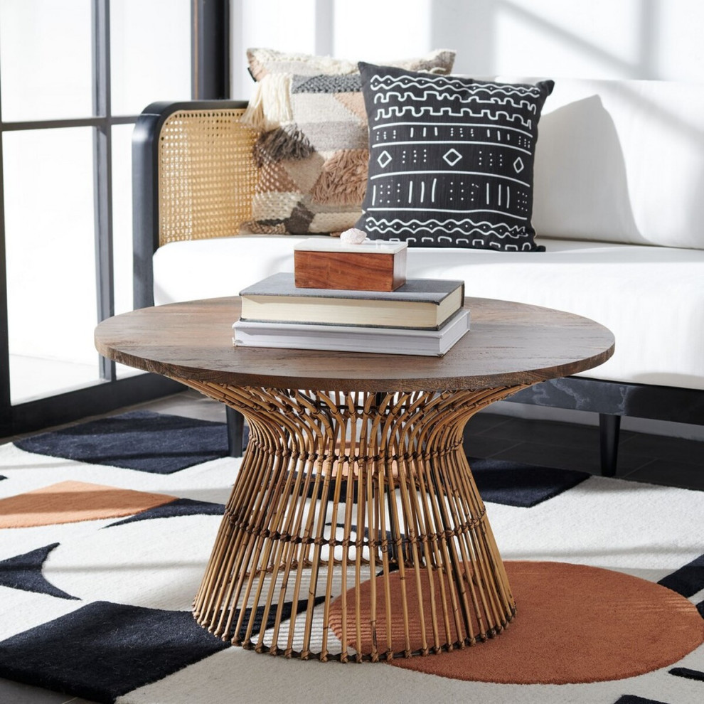 Trent Round Coffee Table Honey Brownwash/ Black   Modern   Coffee Tables   by Virgil Stanis Design  Houzz