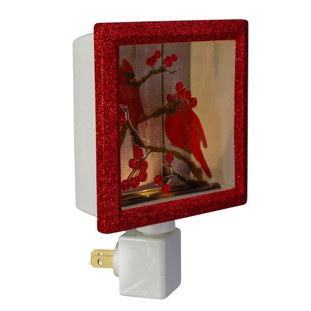 Red And Brown Glitter Cardinal Christmas Night Light