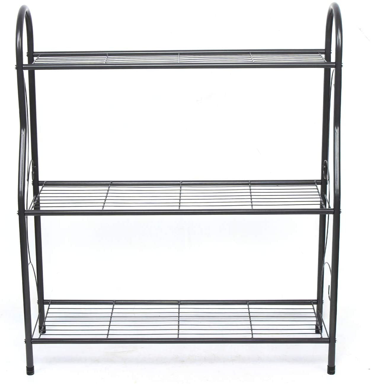 Oukaning Wrought Iron 3Tier Metal Plant Stand Flower Pot Rack Holder Indoor/Outdoor Shelf